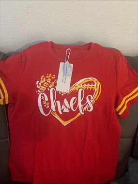 Kids Red 'Chiefs' Graphic Tee with Yellow Accents